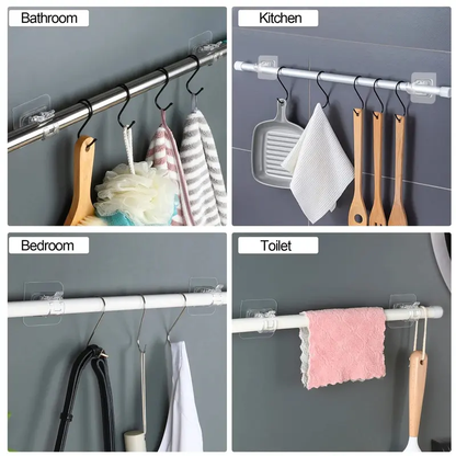 A set of 12PCS Curtain Rod Brackets,Transparent Drapery Hooks,Rod Hanging,Adjustable Rods Holder