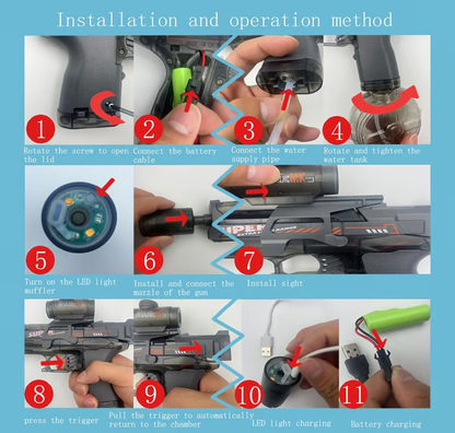 Electric Water Gun for Adults Kids,Automatic Electric Squirt Gun with Light Up