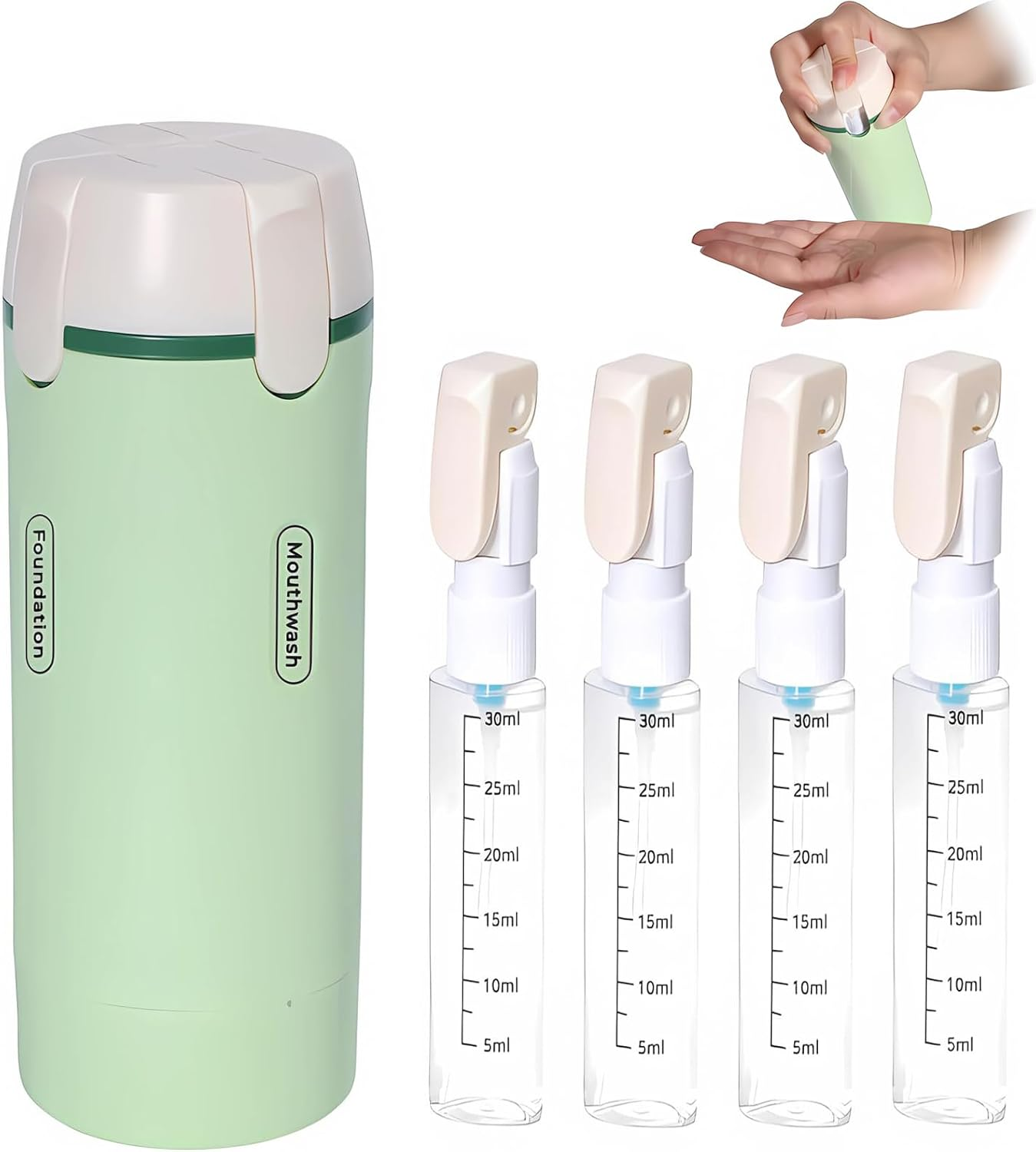 🔥4 in 1 Travel Dispenser, 4 Pack 30ML Travel Bottles for Toiletries