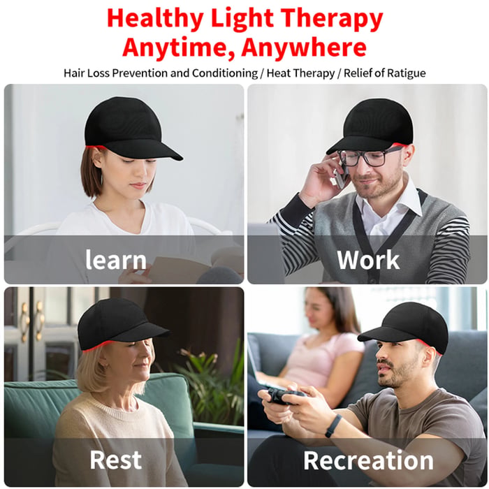 Cap: Wireless Red & Blue Light Therapy Cap for Scalp Health, Energy, and Self-Care | Red Light Therapy on the Go for Men & Women