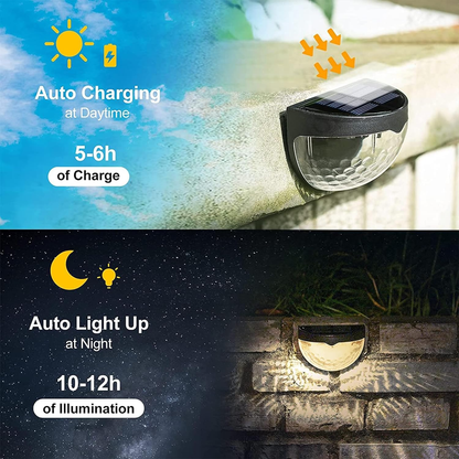 6 Pack Solar Fence Lights, Deck Lights Solar Powered Outdoor Waterproof Fence Lighting for Fence Deck Step Stair Post Wall
