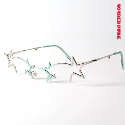 ✨️✨️Futuristic Foldable Metal Sunglasses Retro Avant-Garde Glasses Rave Party Cosmic Glasses