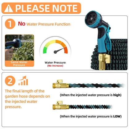 100FT Expandable Garden Hose with 10 Function Spray Nozzle, 3-Layer Latex Core(Color random)