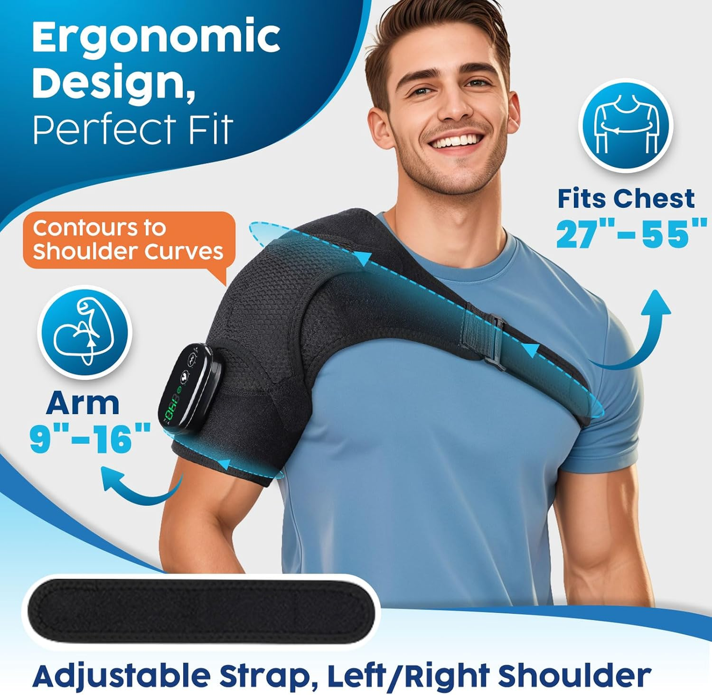🔥🔥Cordless Shoulder Heating Pad with Massage,Heated Shoulder Wrap Massager for Pain Relief Deep Tissue, Rotator Cuff Heating Pad