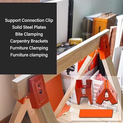2Pcs Heavy Duty Sawhorse Brackets with Down Clamp