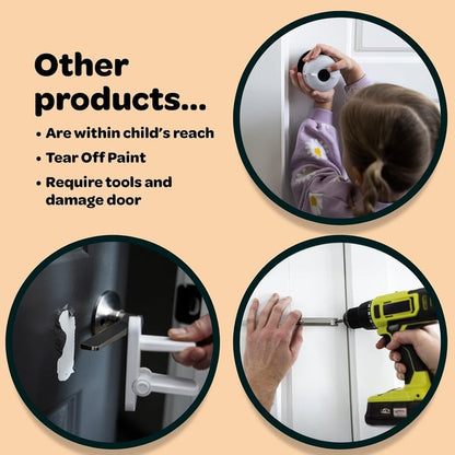 Huglock - The Adjustable Snap-On Door Lock - No Tools or Adhesives Required - Works With Door Knob, Lever or Handle