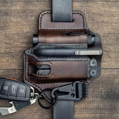 Multitool Leather Sheath, Pockets Organizer Sheath for FlashlightsTactical PensToolsKey Chain