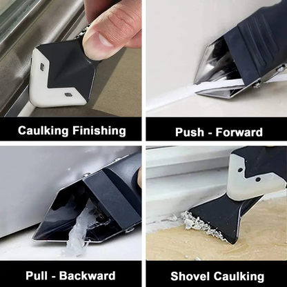 11Pcs Silicone Caulking Tools 3 in 1 Grout Removal Tool (Stainless Steel Head)& Grout Remove Scraper, Caulk Remover for Kitchen/Bathroom/Window