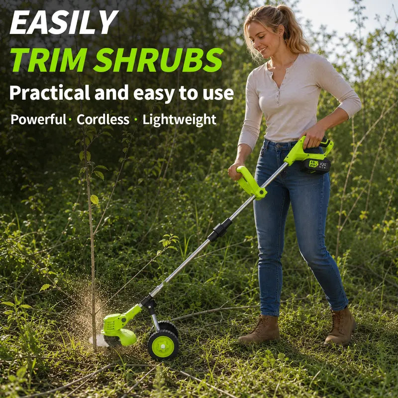 Lightweight 21V Cordless 3-in-1 Grass Trimmer, Weed Wacker & Brush Cutter