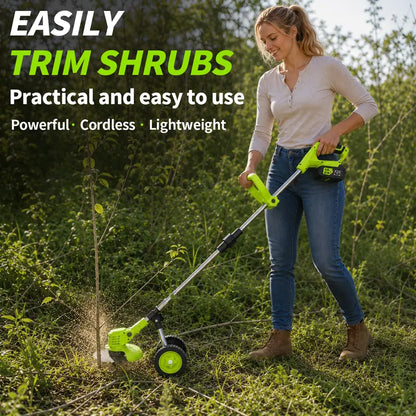 Lightweight 21V Cordless 3-in-1 Grass Trimmer, Weed Wacker & Brush Cutter