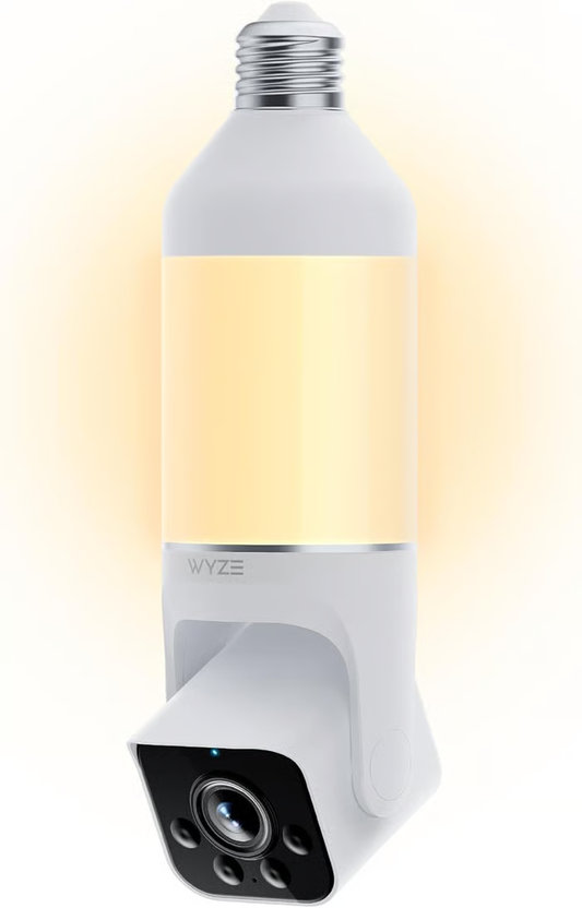 2K HD Light Bulb Security Camera, 24/7 MicroSD Recording, Color Night Vision, Optional Advanced AI Subscription for Pet/Package/Person Detection, Dimmable LED, Color Night Vision, 2-Way Audio