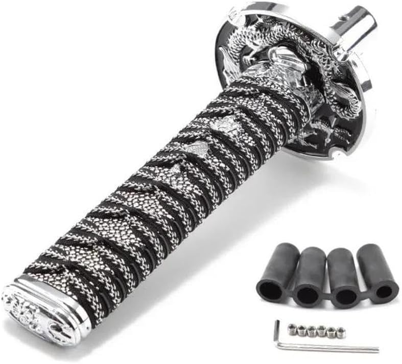 Universal samurai sword-shaped gear shift knob, manual gear shift knob with 4 adapters, replacement gear shift lever for cars