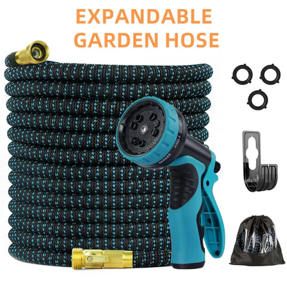 100FT Expandable Garden Hose with 10 Function Spray Nozzle, 3-Layer Latex Core(Color random)