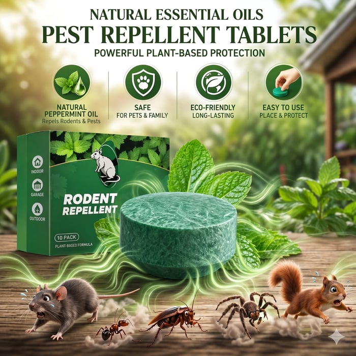 💥LAST DAY SALE 50%OFF💥🟢 Natural Peppermint Rodent Repellent Tablets – 10 Pack