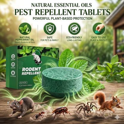 💥LAST DAY SALE 50%OFF💥🟢 Natural Peppermint Rodent Repellent Tablets – 10 Pack