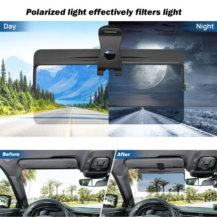 Universal Anti-Glare Polarized Car Sun Visor Extender with UV400 Protection 12.6 x 5 Lens Size Quick 5 Sec Install Safe Driving Windshield Shade