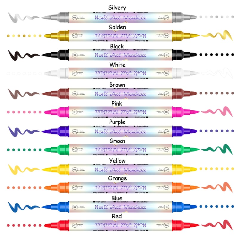 💅🏻💅🏻12/24 Colors Nail Art Pens – DIY 3D Markers for Drawing, Dotting & Manicure