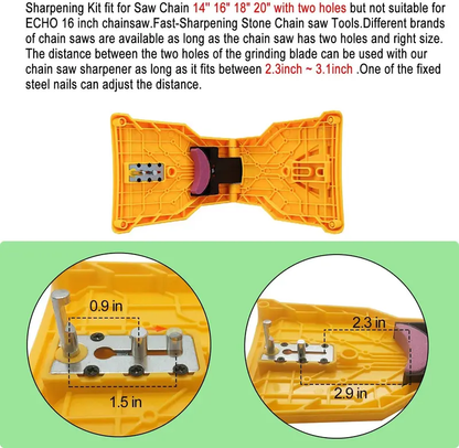 🪚🪚Portable Teeth Chainsaw Sharpener, Proprietary Bar for 14/16/18/20 Inches Two Holes Chain Saw Bar summervibes
