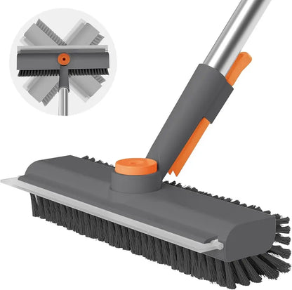 Floor Scrub Brush Bathtub Brush with Long Handle 3 in 1 Scrape and Heavy-Duty Stiff Bristle Scrubber Brush