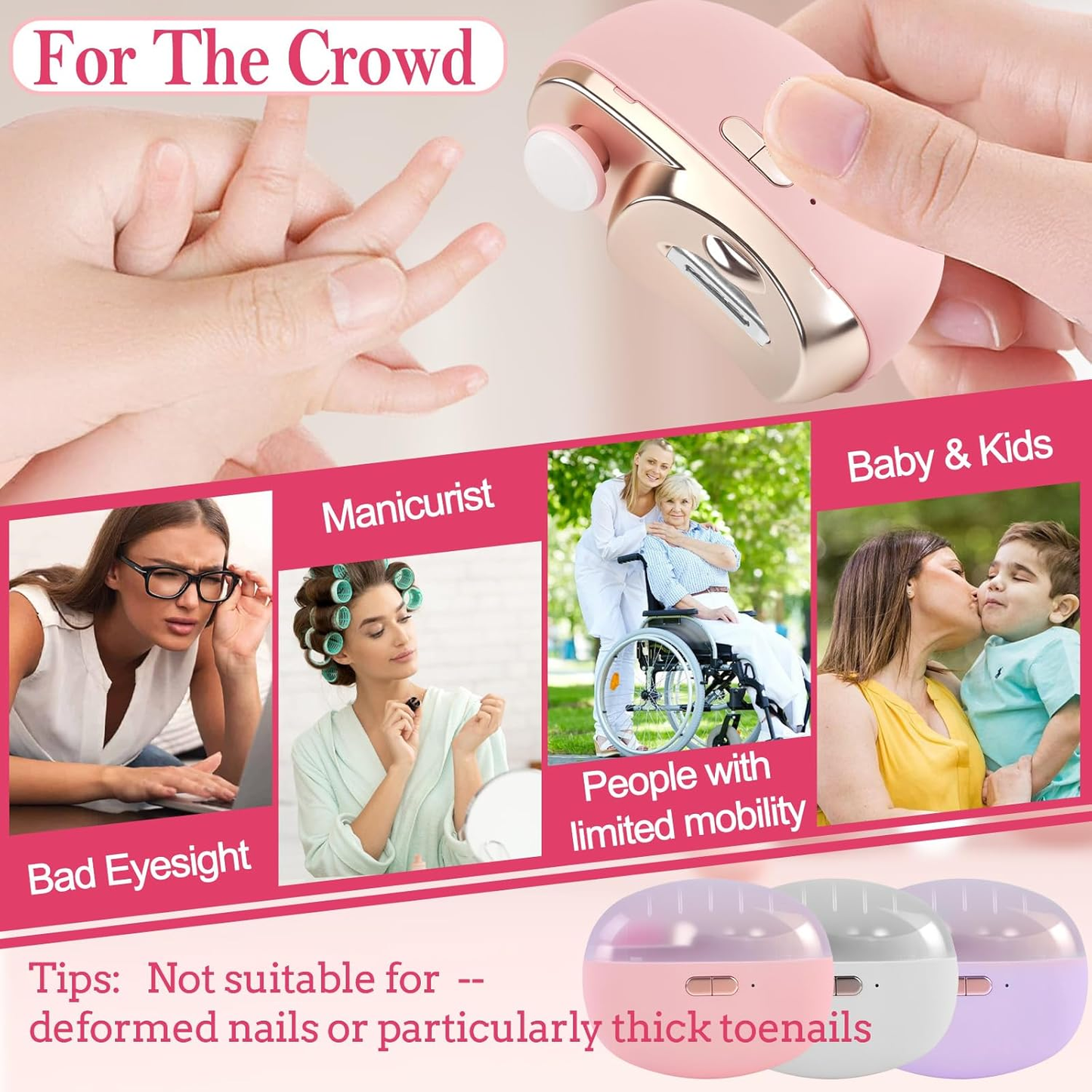 3-in-1 Electric Nail Clippers, Electric Polishing Nail Clipper with Collector