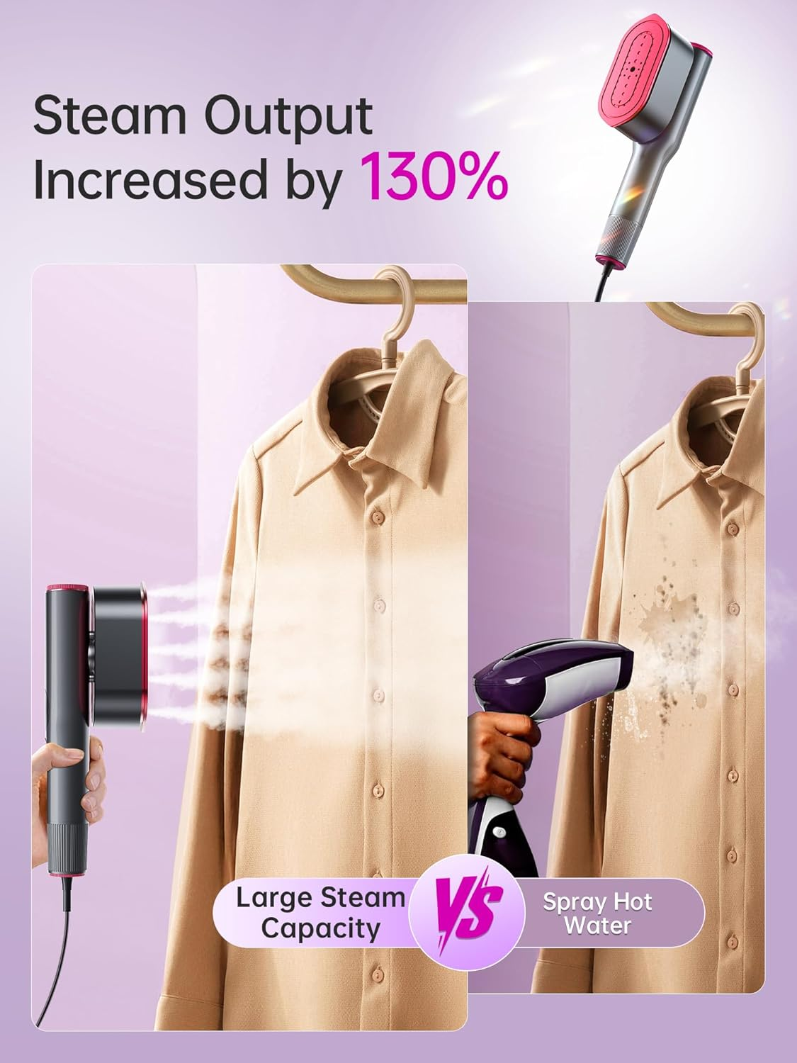 2-in-1 Steamer & Iron for Clothes,15s Fast Heat-up 1200W Portable Handheld Garment Steamer,Travel Size with Large Ceramic Heat Panel,Quick Wrinkle Removal