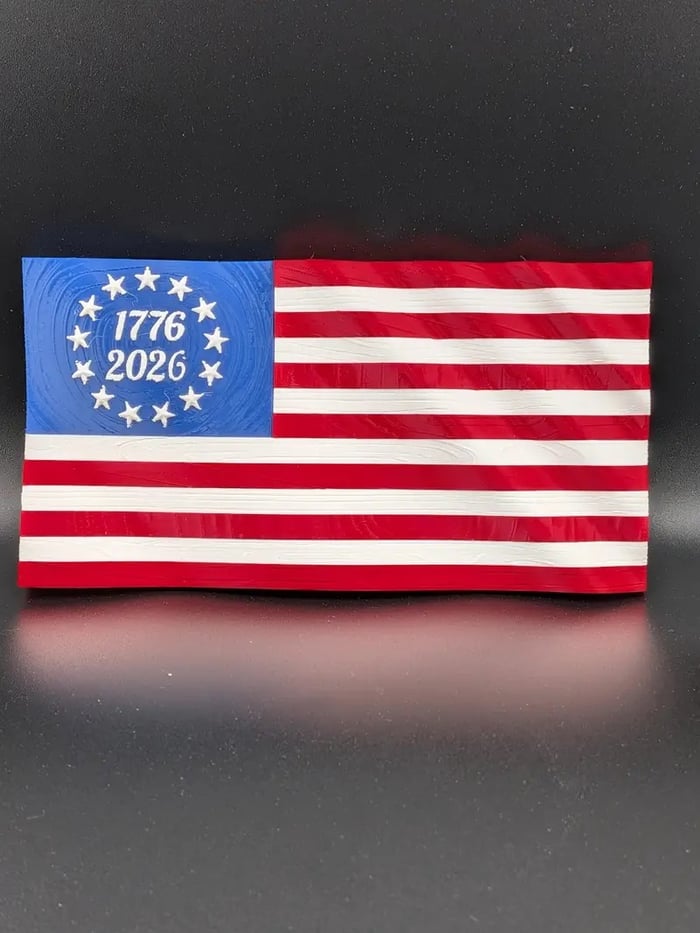 5.5" USA 250th Anniversary Articulated Waving Flag with Internal Magnets