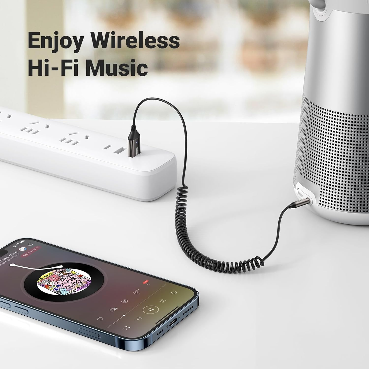 Aux to Bluetooth 5.3 Adapter 3.5mm Bluetooth Receiver for Car Aux Input for Hands-Free Calls Compatible with Car Speaker and Home Audio