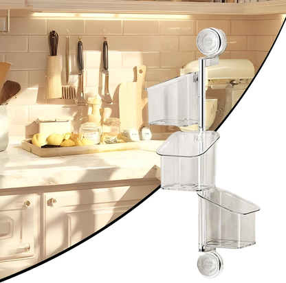 ✨️✨️Suction Cup Storage Holder - Rotating Container with Drainage, Wall Mount Box for Kitchen Accessories Bathroom Home Organization