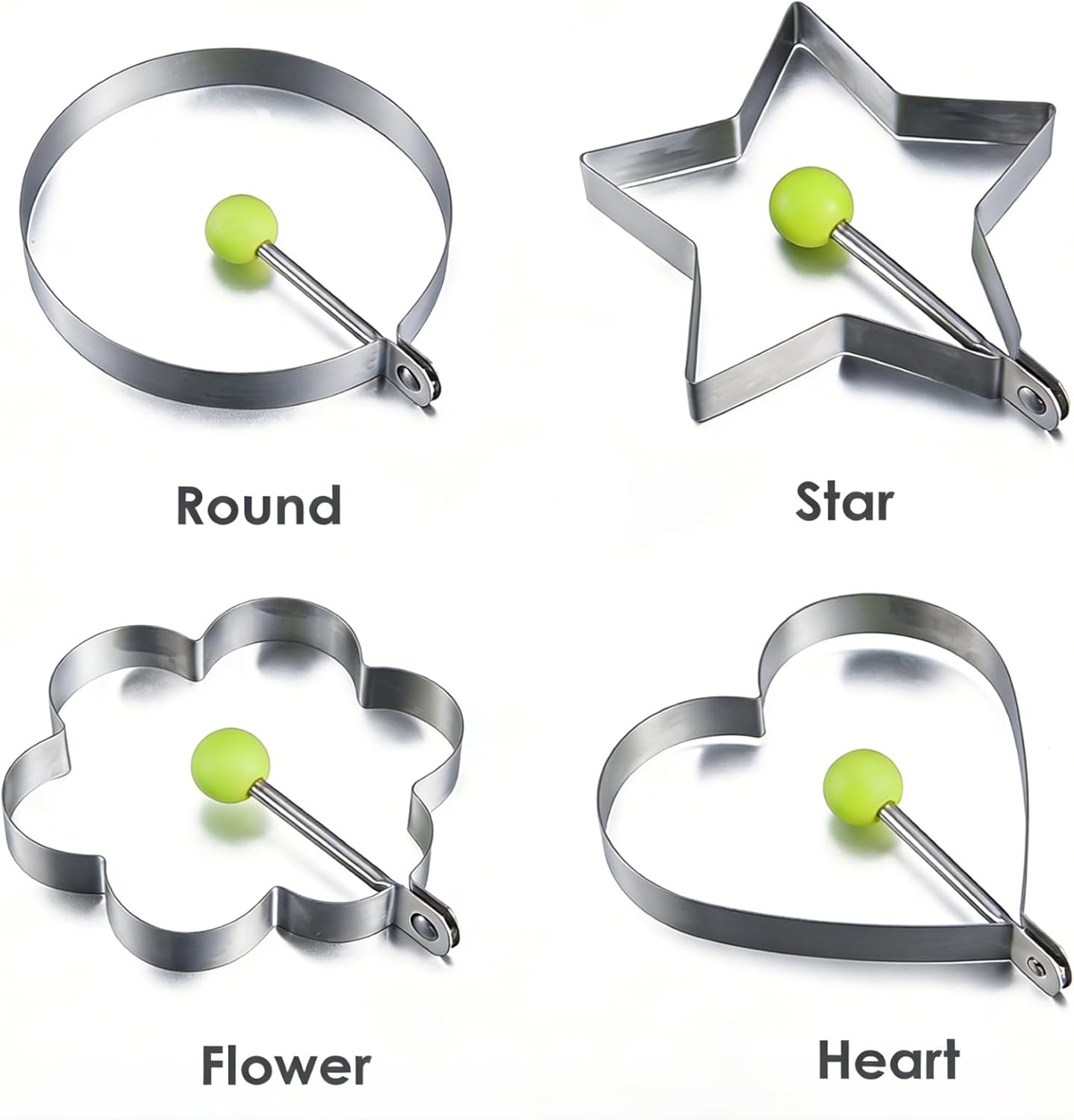 🔥🍳5 pcs Stainless Steel Egg Rings - Non-Stick Pancake Molds