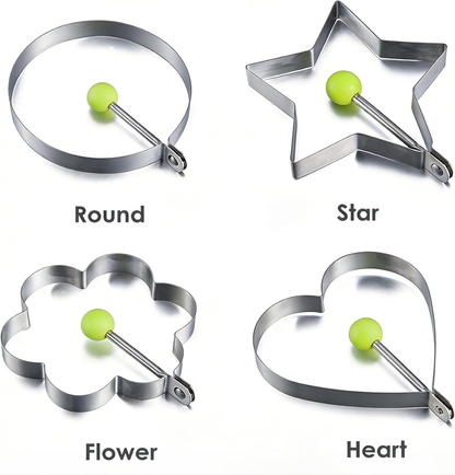 🔥🍳5 pcs Stainless Steel Egg Rings - Non-Stick Pancake Molds
