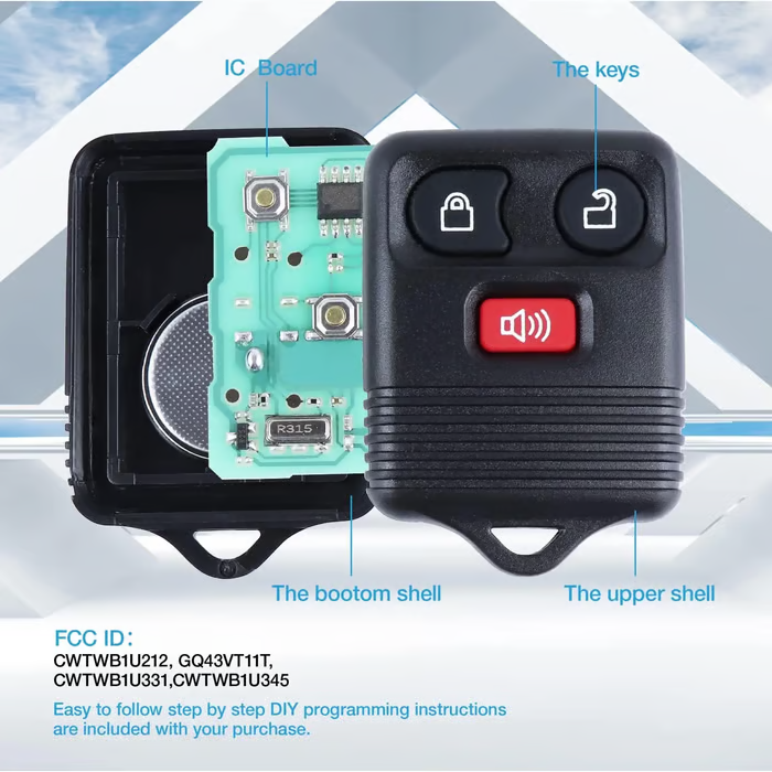 Car Keyless Entry Remote Key Fob Replacement for Ford 1998-2016 F150 F250 F350 Escape Expedition Explorer Ranger/Mazda/Lincoln CWTWB1U331 CWTWB1U345 3Button