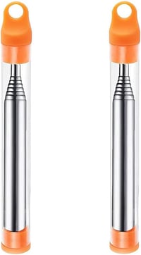 🔥2 PCS Stainless Steel Collapsible Fire Blower Tube, Orange | Perfect for Fireplace, Barbecues & Campfire