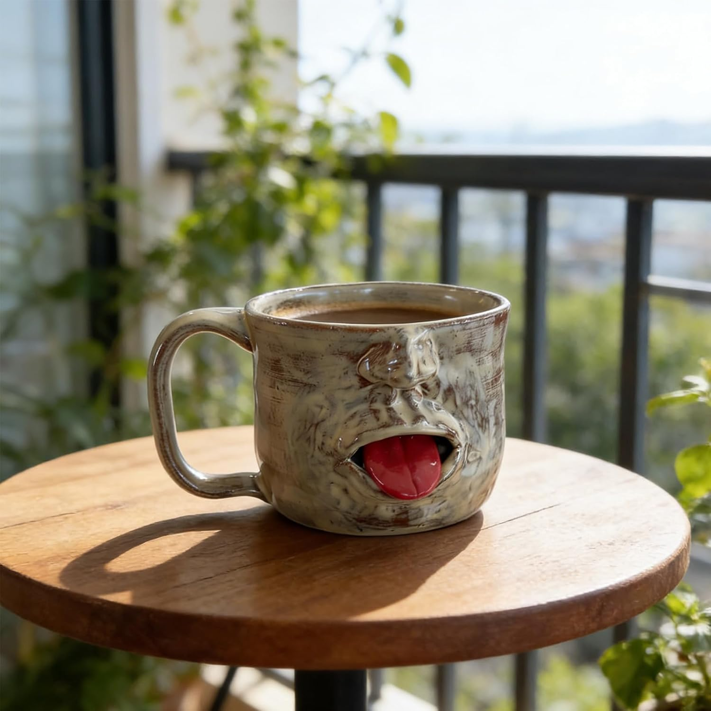 🔥🔥Handmade Face Shaped Ceramic Mug,  Funny Tongue Out Facial Ceramic Mug