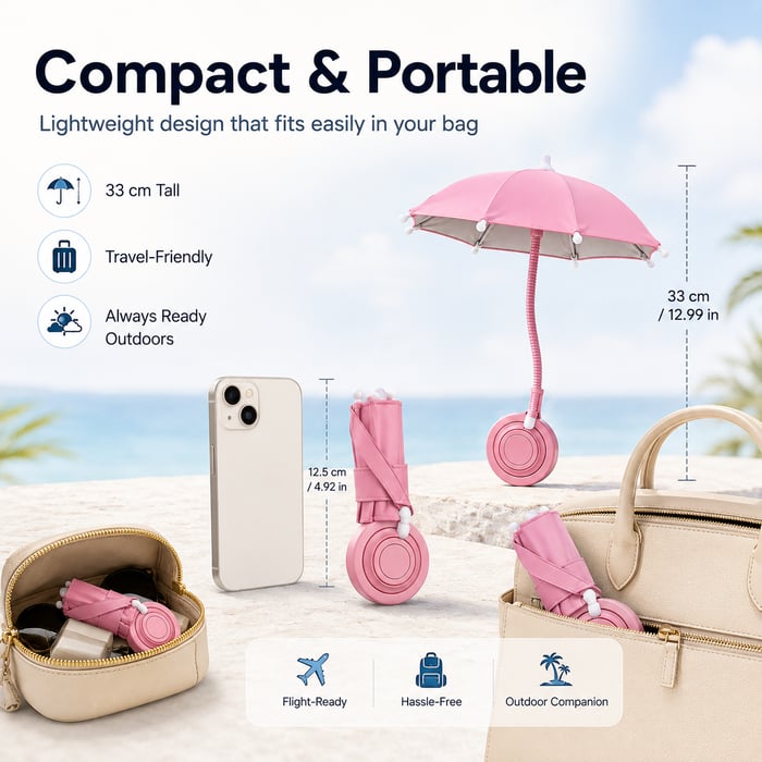 ☀️Magnetic Phone Umbrella for Sun, Hands Free Adjustable Sun Shade to Avoid Overheating for All Phones