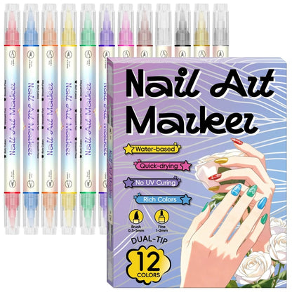 💅🏻💅🏻12/24 Colors Nail Art Pens – DIY 3D Markers for Drawing, Dotting & Manicure