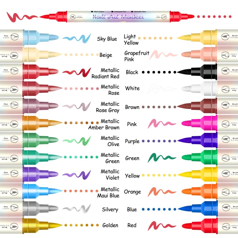 💅🏻💅🏻12/24 Colors Nail Art Pens – DIY 3D Markers for Drawing, Dotting & Manicure