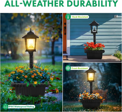Solar Post Light With Planter, 2 In 1 Outdoor Solar Post Light For Porch Front Door Patio Roadside Decoration
