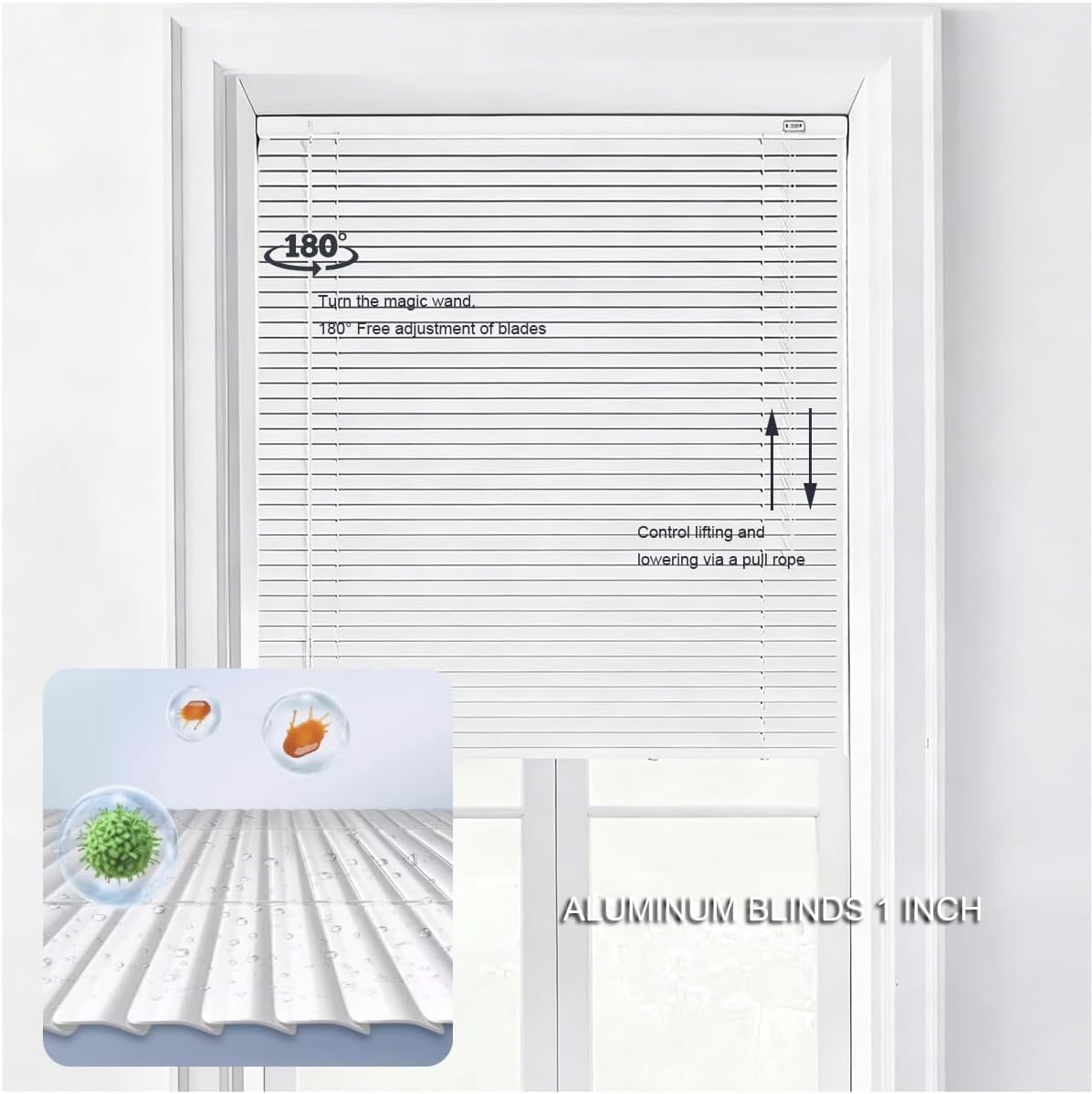 Aluminum Venetian Blind, No Drill Light Filtering Mini Blinds