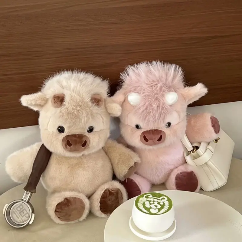 Highland cow Stuffed Animals plush toy,cottish cow plush toy that can simulate running, soft and cute Scottish cow gifts for children and plush decor