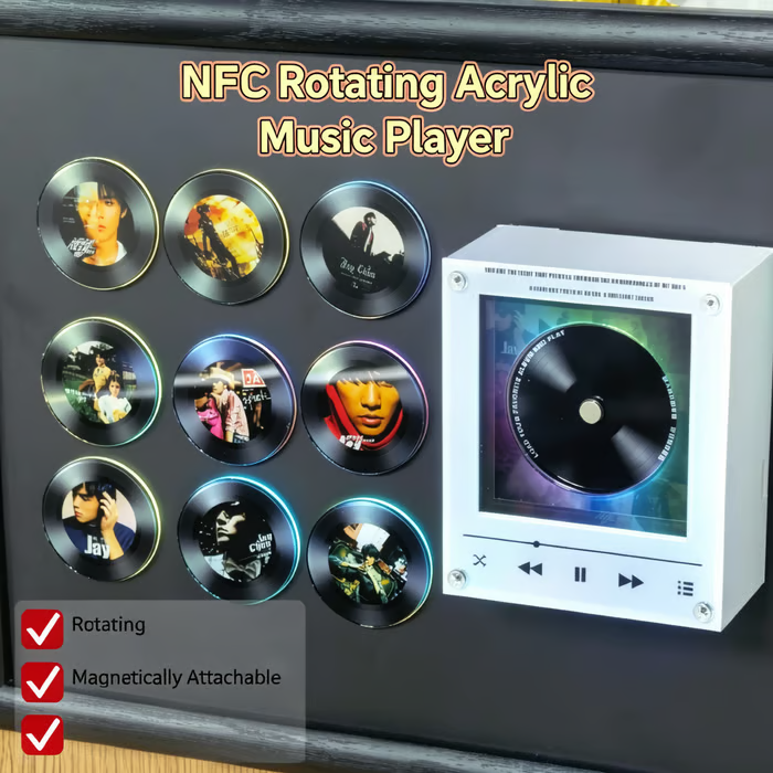 NFC-Enabled Singing Acrylic Ornament — Night Light & Fridge Magnet with Built-in Speaker