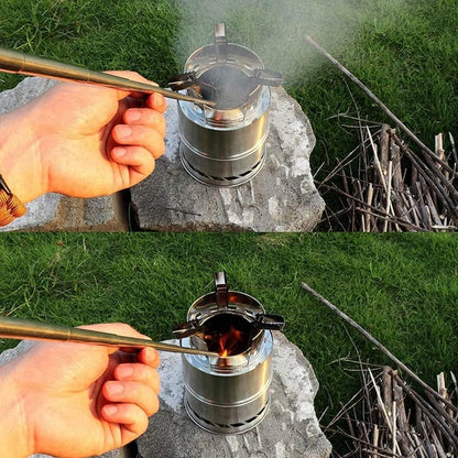 🔥2 PCS Stainless Steel Collapsible Fire Blower Tube, Orange | Perfect for Fireplace, Barbecues & Campfire