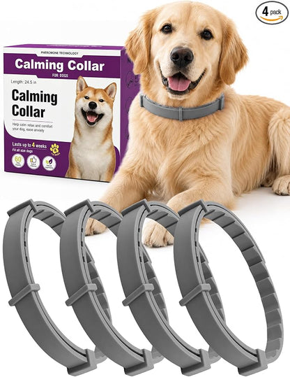 Calming Collar for Dogs 4 Pack, Adjustable Dog Calming Collar for Barking, 60-Day Waterproof Pheromone Collars for Dog for Separation Anxiety, Bad Behavior & Stress Support