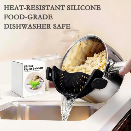 ✨️Silicone Clip-On Colander Pot Strainer for Pots Pans Bowls, Pasta Vegetable Clip-On Drainer Kitchen Strainer Tools