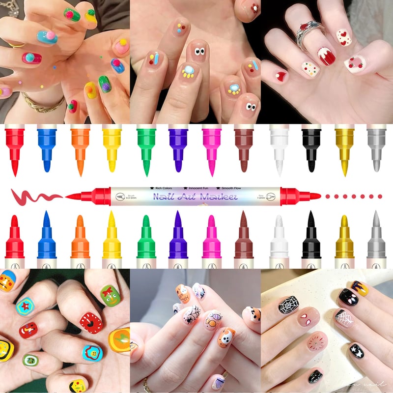 💅🏻💅🏻12/24 Colors Nail Art Pens – DIY 3D Markers for Drawing, Dotting & Manicure