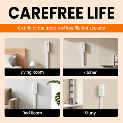 🔋✨️Electrical Outlet Extender Stick,180° Rotating Extendable Wall Outlet for Hard to Reach Places,Rotating Plug Power Hub
