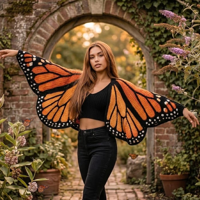 🦋Monarch Butterfly Crochet Cardigan