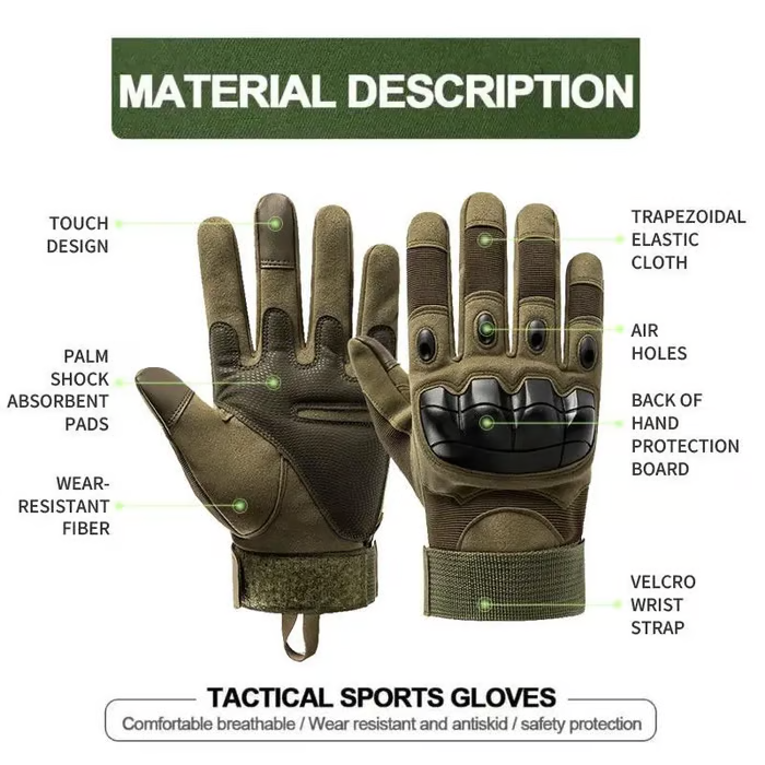 🧤🧤2PCS Tactical Full Finger Gloves with Soft Knuckle Protection,Touchscreen,Non-Slip,Breathable,For Outdoor Sports, Motorcycle Riding, Training,Hunting,MenWomen,work gloves