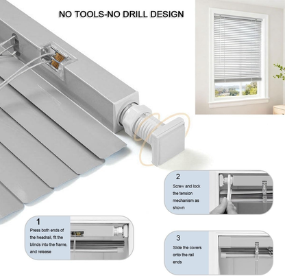 Aluminum Venetian Blind, No Drill Light Filtering Mini Blinds