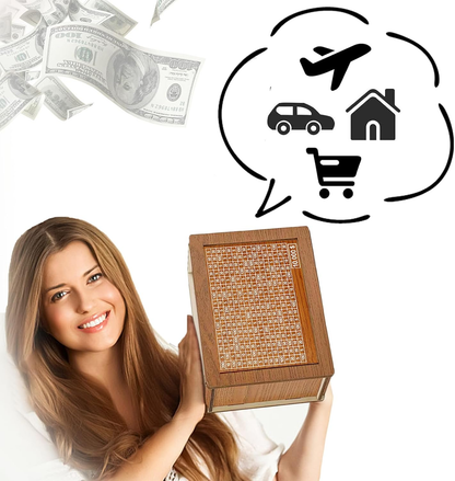 💰️💰️Cash Vault Wooden Savings Box,Wooden Money Box with Target and Numbers,Piggy Bank for Child Adults