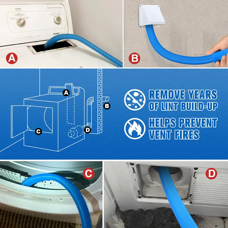 Dryer Vent Cleaner kit Dryer Vacuum Hose Attachment with Stretch Universal Connector